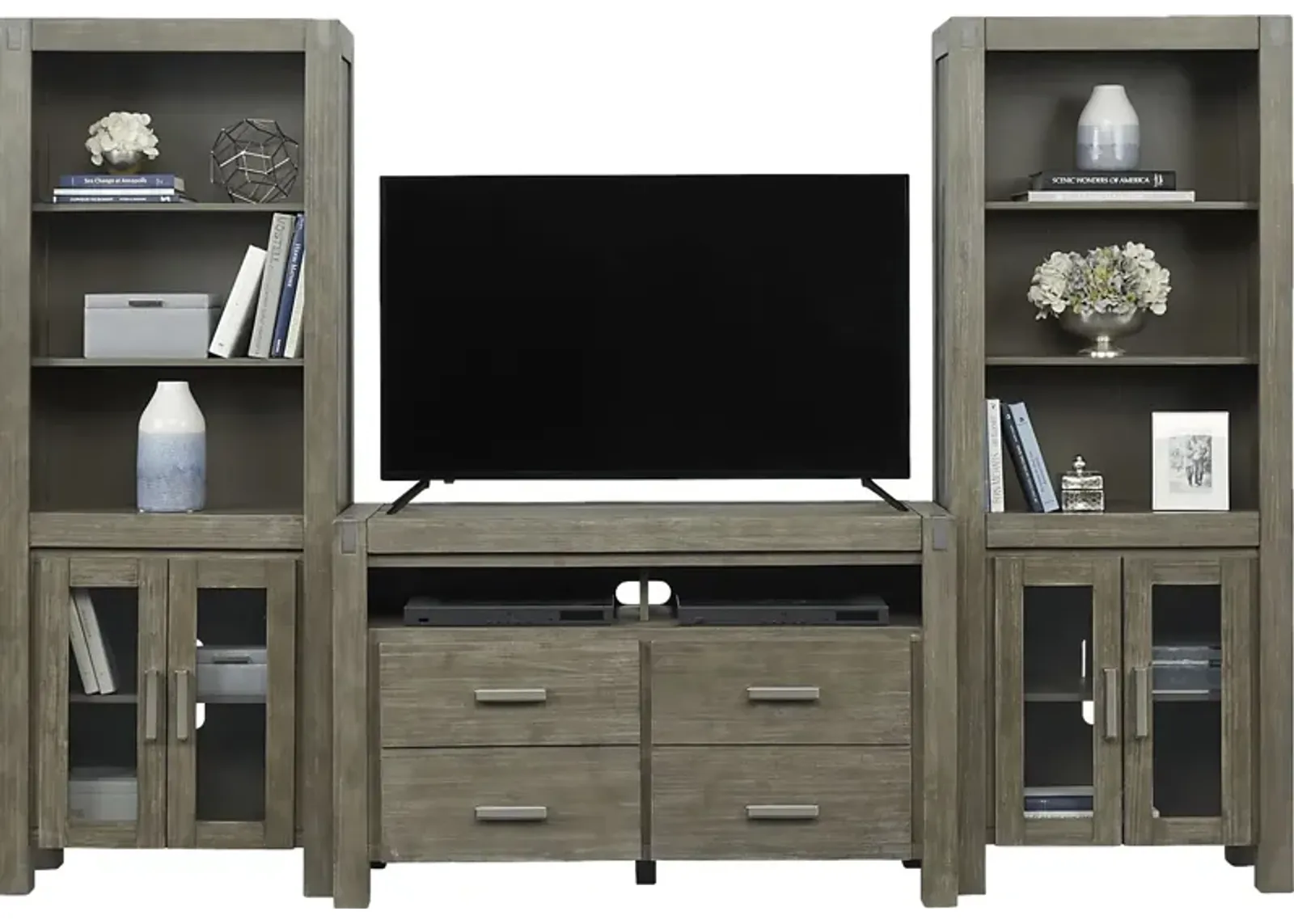 Hidden Springs II Gray 3 Pc Wall Unit with 50 in. Console