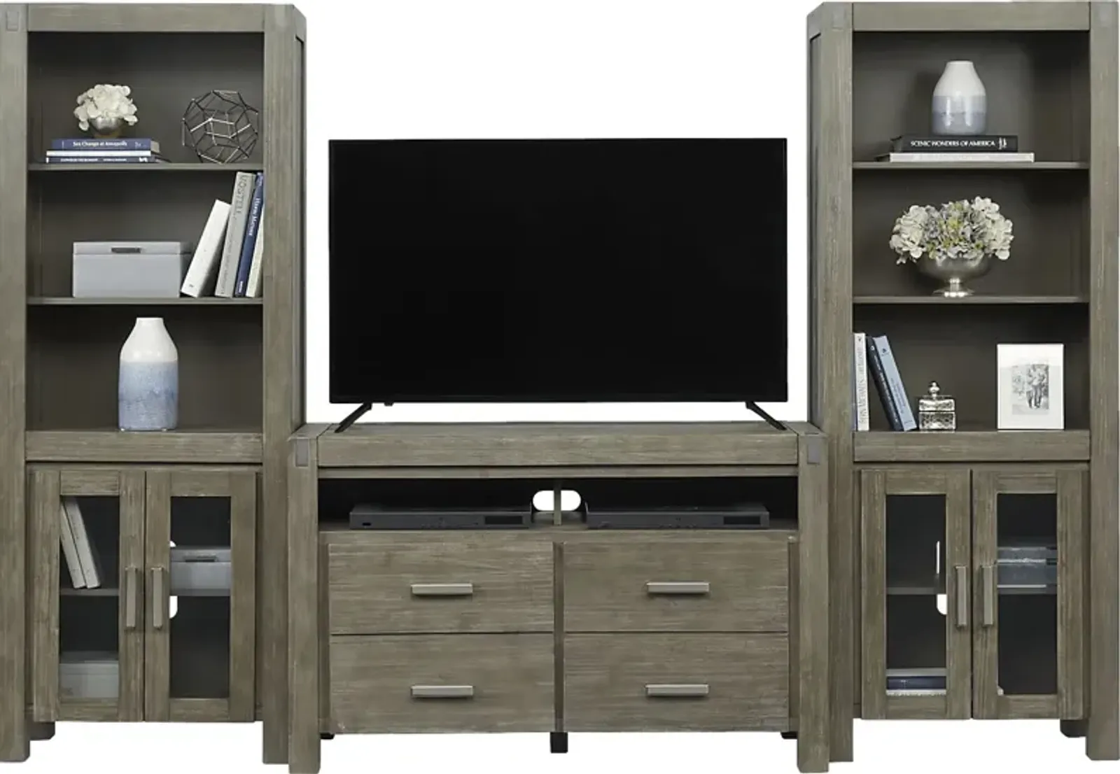 Hidden Springs II Gray 3 Pc Wall Unit with 50 in. Console