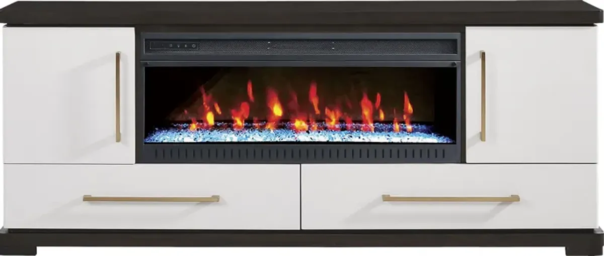 Elko Falls White 80 in. Console with Electric Fireplace