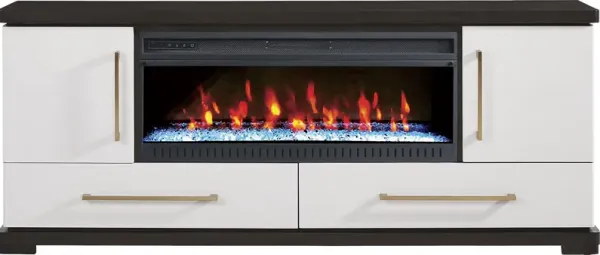 Elko Falls White 80 in. Console with Electric Fireplace