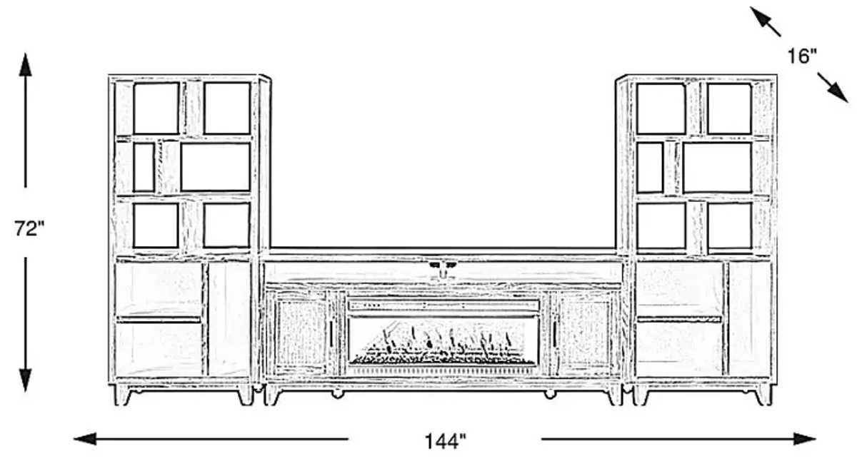 Valinor White 4 Pc Wall Unit with 80 in. Console and Electric Fireplace