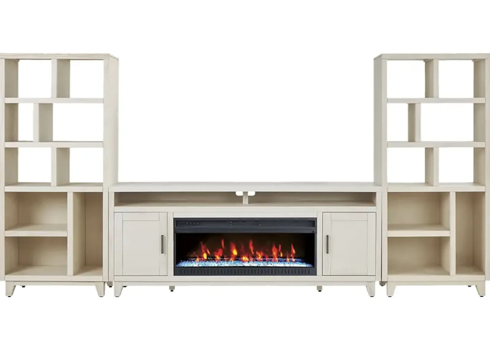 Valinor White 4 Pc Wall Unit with 80 in. Console and Electric Fireplace