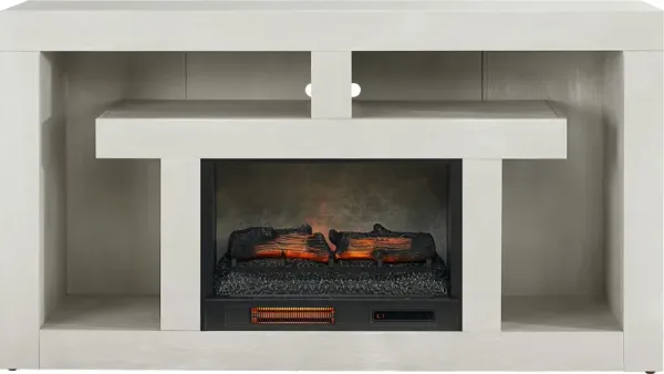 Brookland Park Light Gray 66 in. Console with Electric Log Fireplace