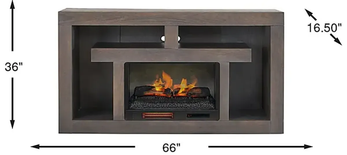 Brookland Park Black 66 in. Console with Electric Log Fireplace