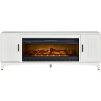 Shanewood II White 74 in. Console with Electric Log Fireplace