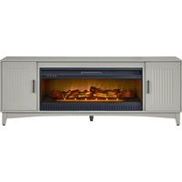 Shanewood II Gray 74 in. Console with Electric Log Fireplace
