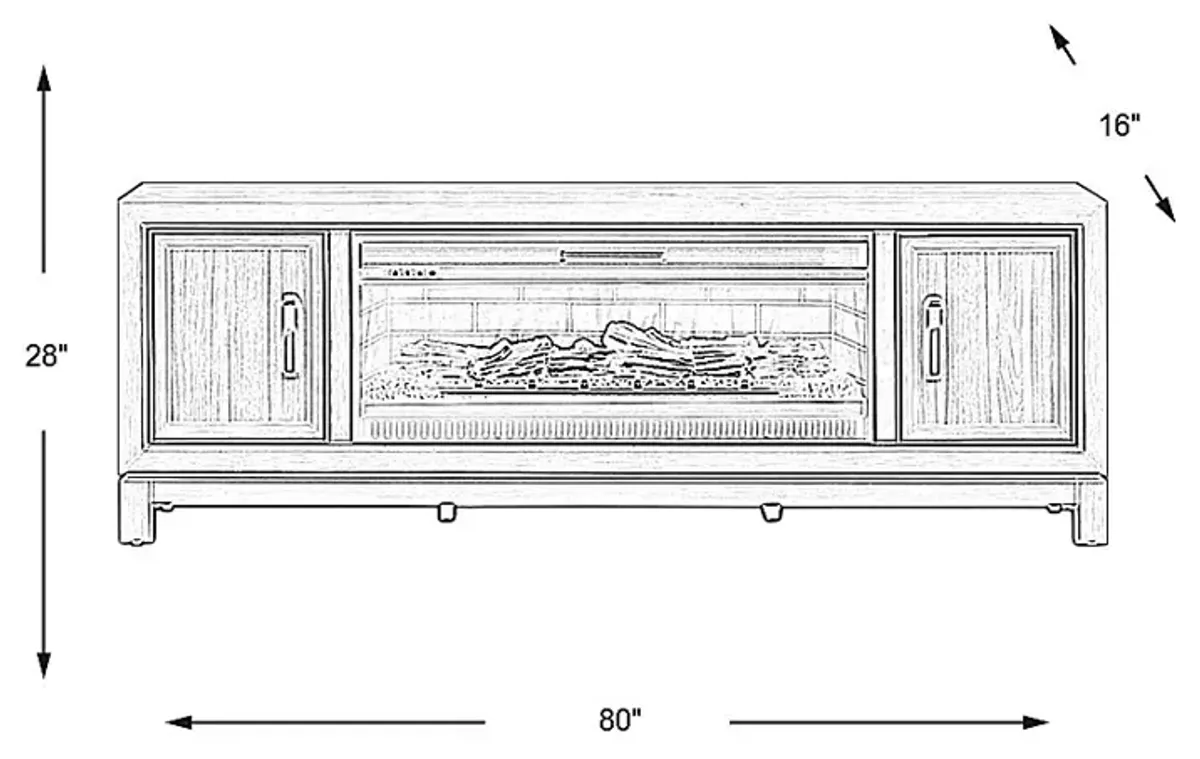 Hartney Mill Brown 80 in. Console with Electric Log Fireplace