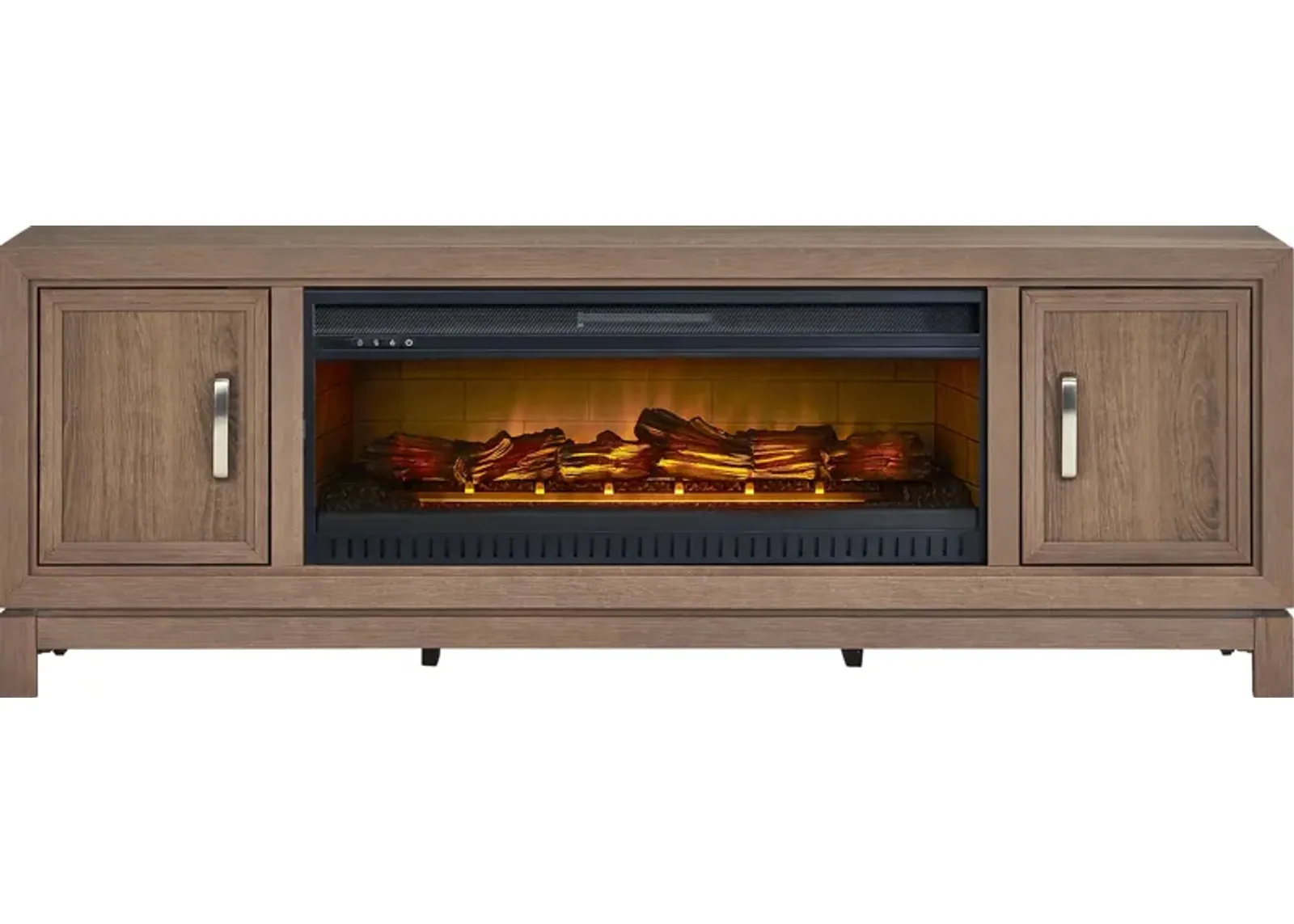 Hartney Mill Brown 80 in. Console with Electric Log Fireplace