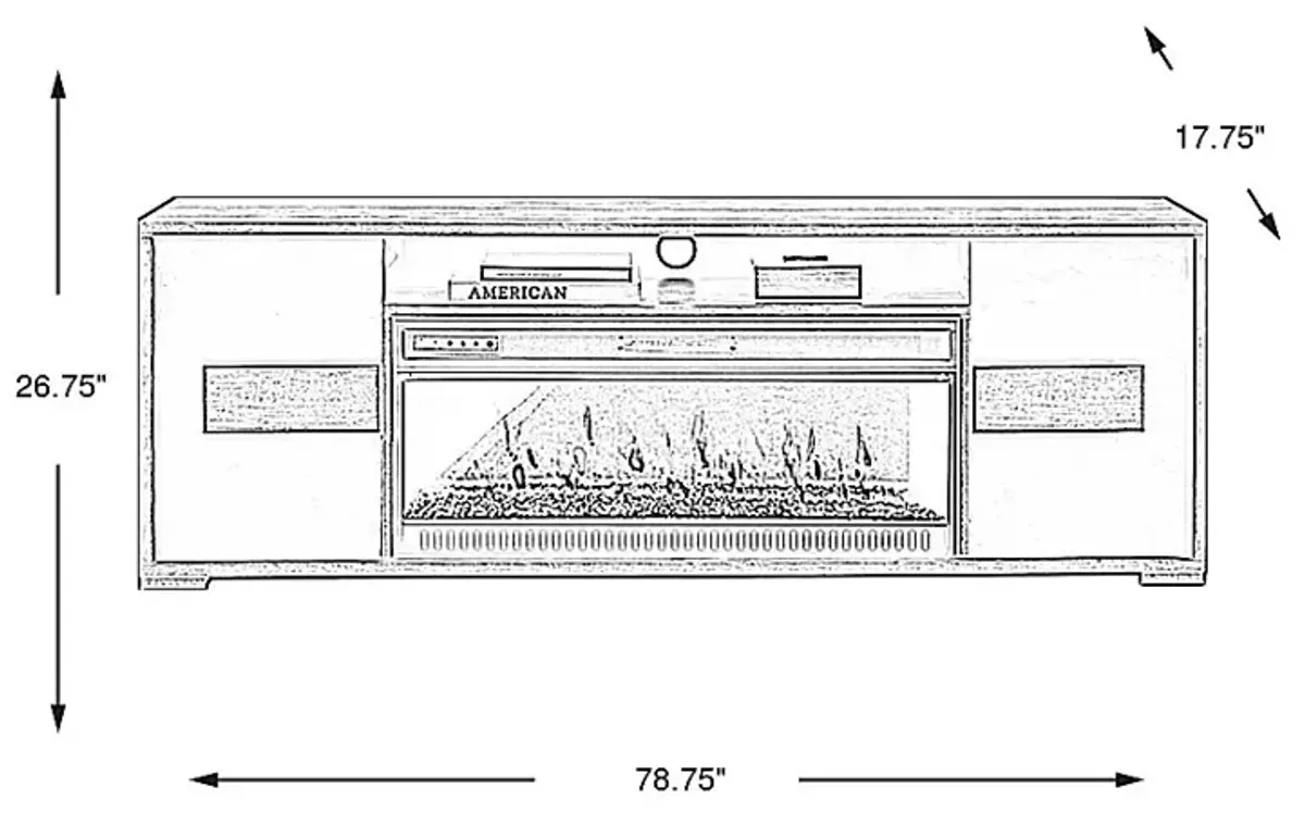 Studio Place Black 78 in. Console with Electric Fireplace