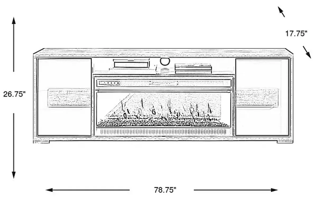 Studio Place Silver 78 in. Console with Electric Fireplace