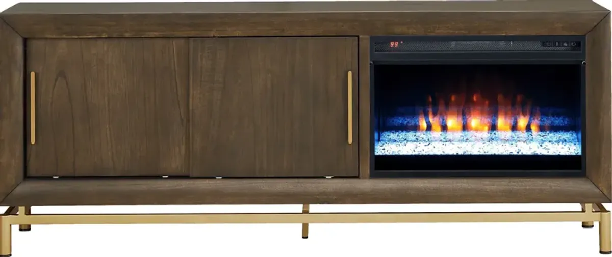 Fontaine Brown 74"" Console with Electric Fireplace