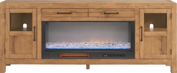 Edgewater Brown 80 in. Console with Electric Fireplace