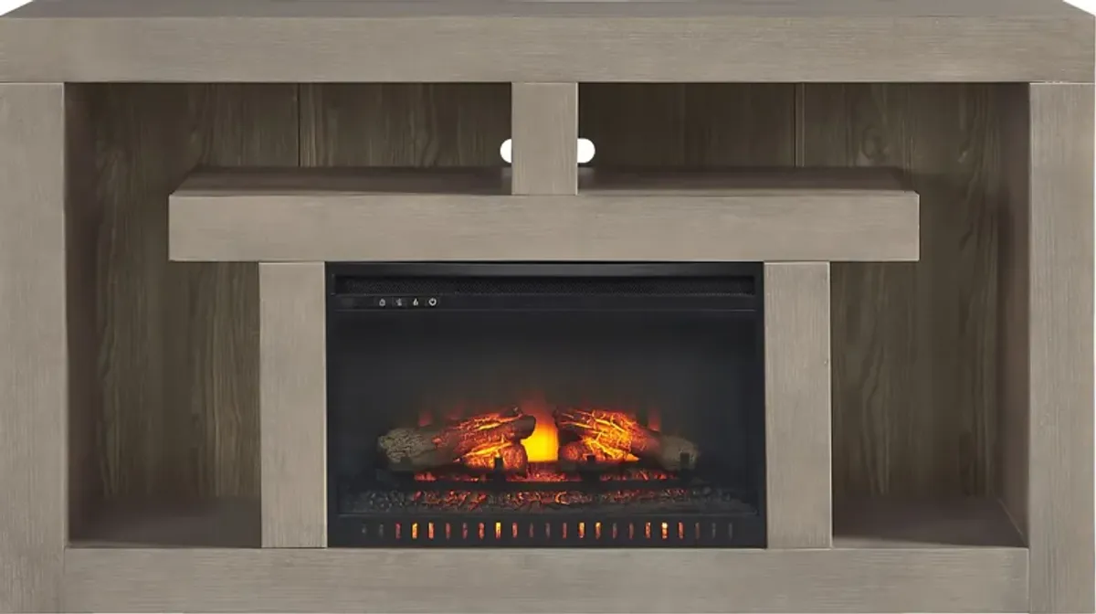 Brookland Park Gray 66 in. Console with Electric Log Fireplace