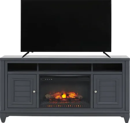 Hilton Head Graphite 66 in. Console with Electric Log Fireplace