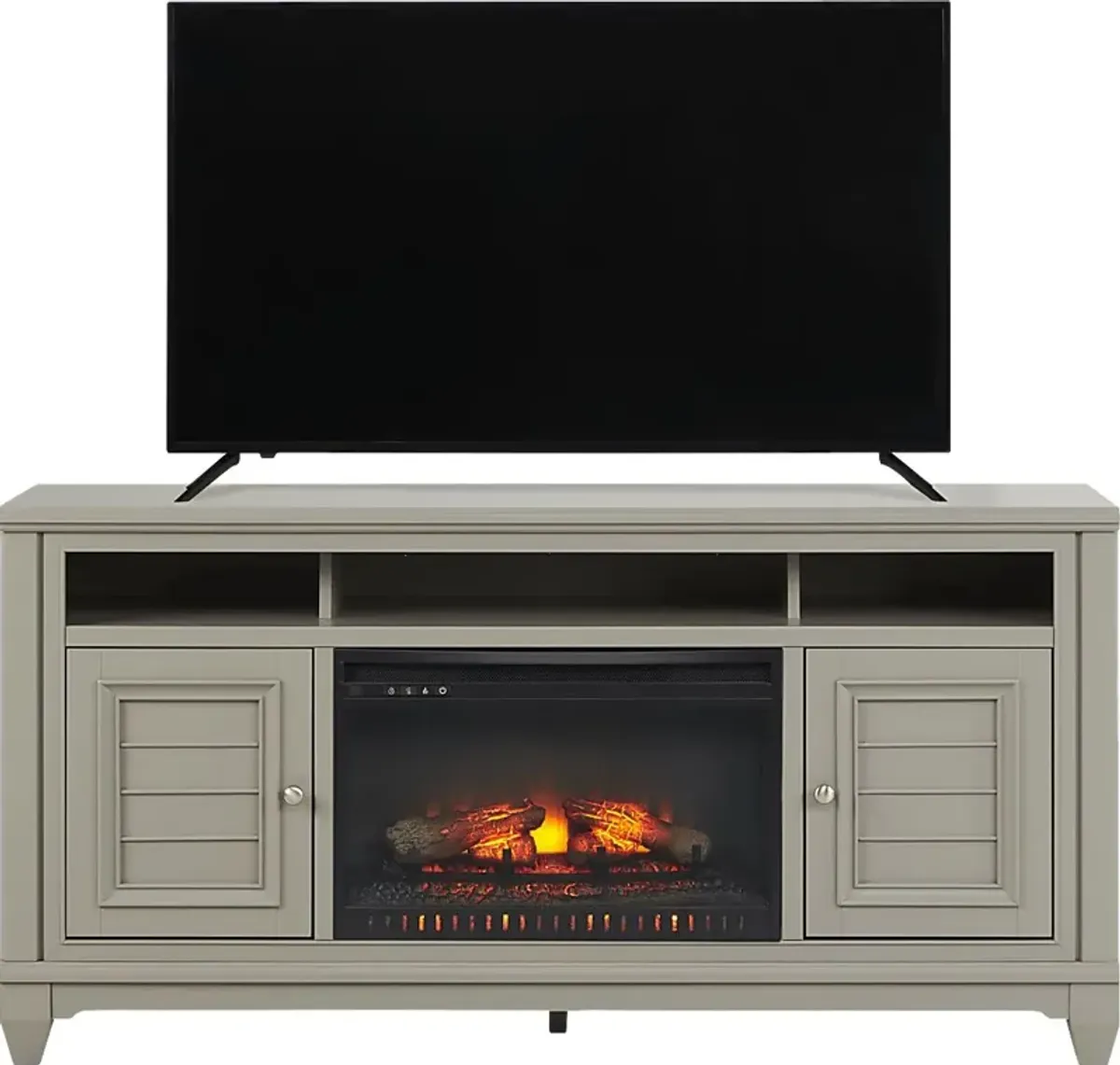 Hilton Head Gray 66 in. Console with Electric Log Fireplace