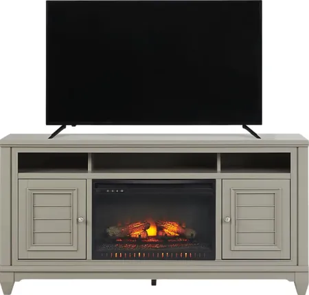 Hilton Head Gray 66 in. Console with Electric Log Fireplace