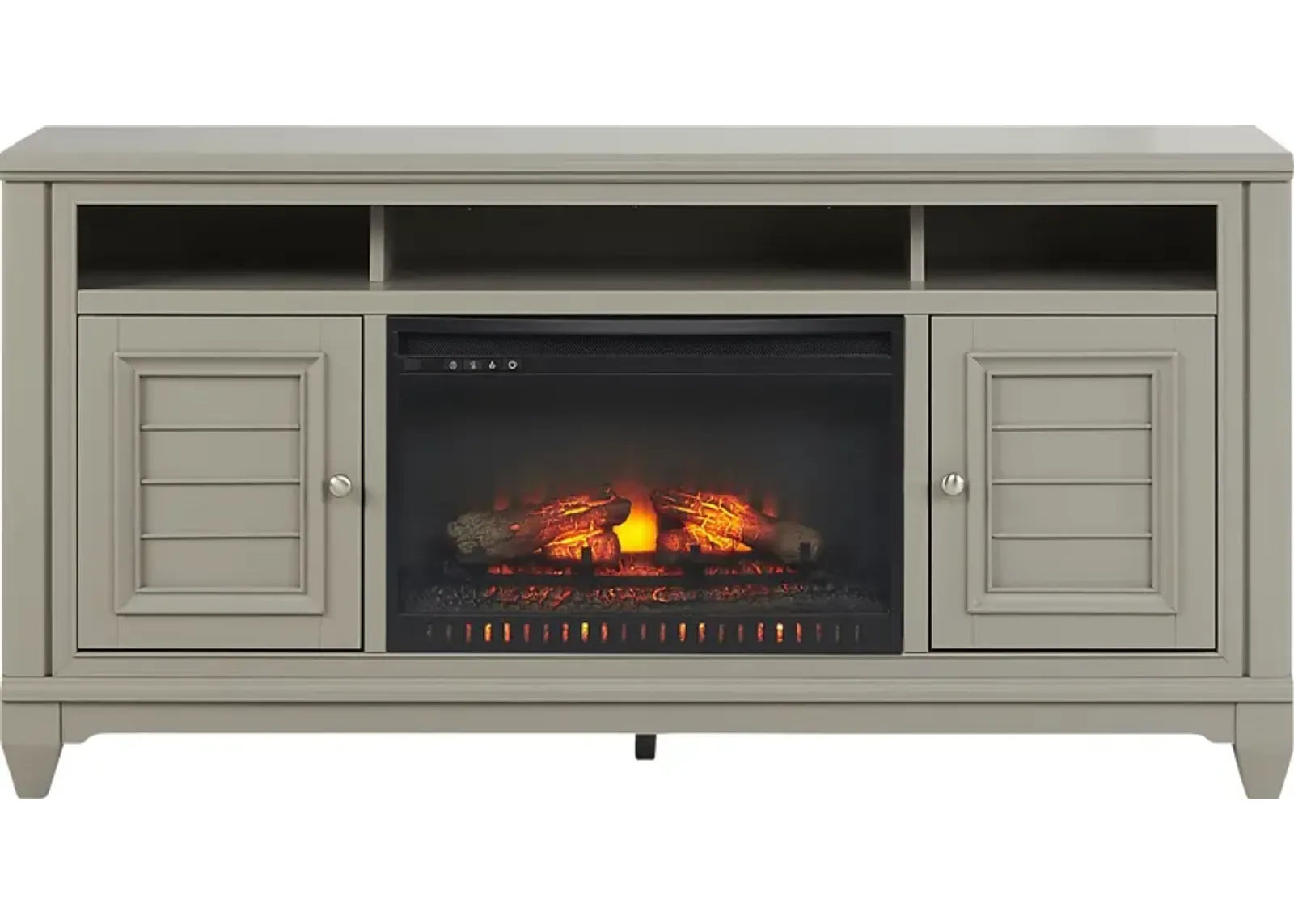 Hilton Head Gray 66 in. Console with Electric Log Fireplace