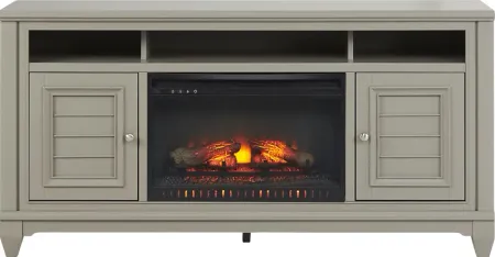 Hilton Head Gray 66 in. Console with Electric Log Fireplace