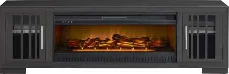 Wyndell Way Gray 78 in. Console with Electric Log Fireplace