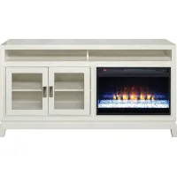 River Terrace Off-White 62 in. Console with Electric Fireplace