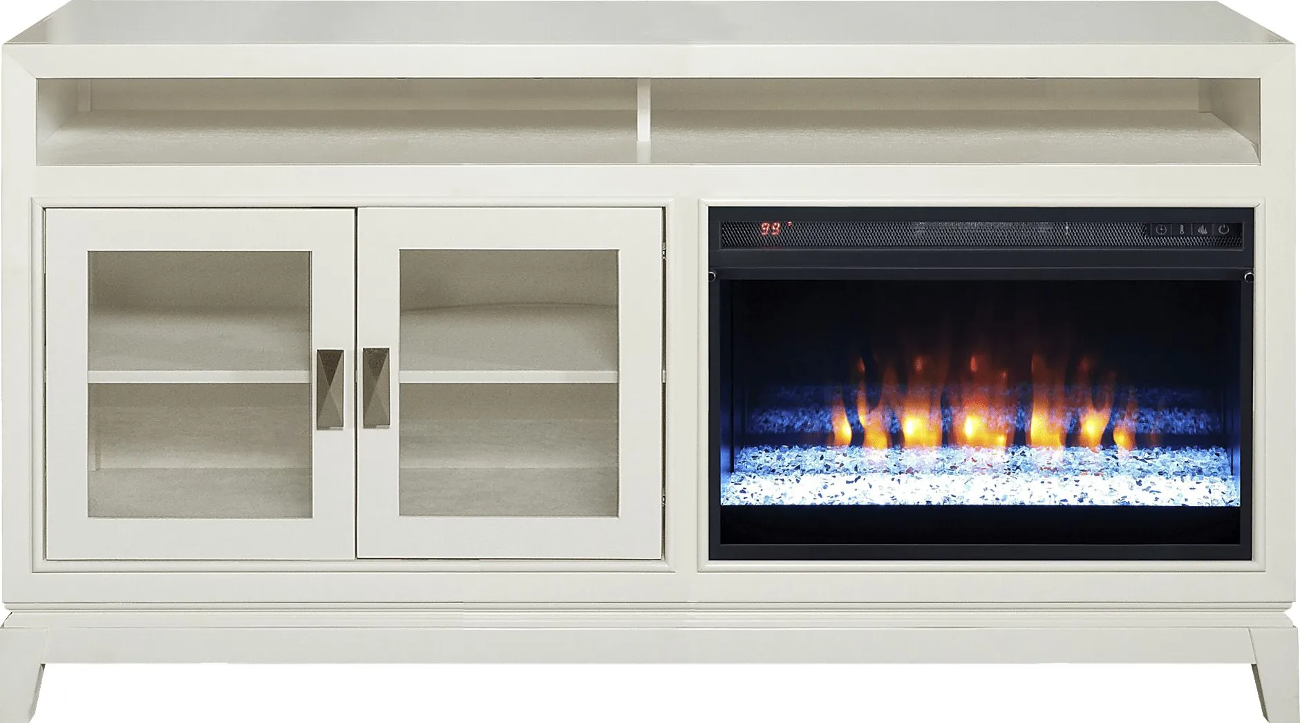 River Terrace Off-White 62 in. Console with Electric Fireplace