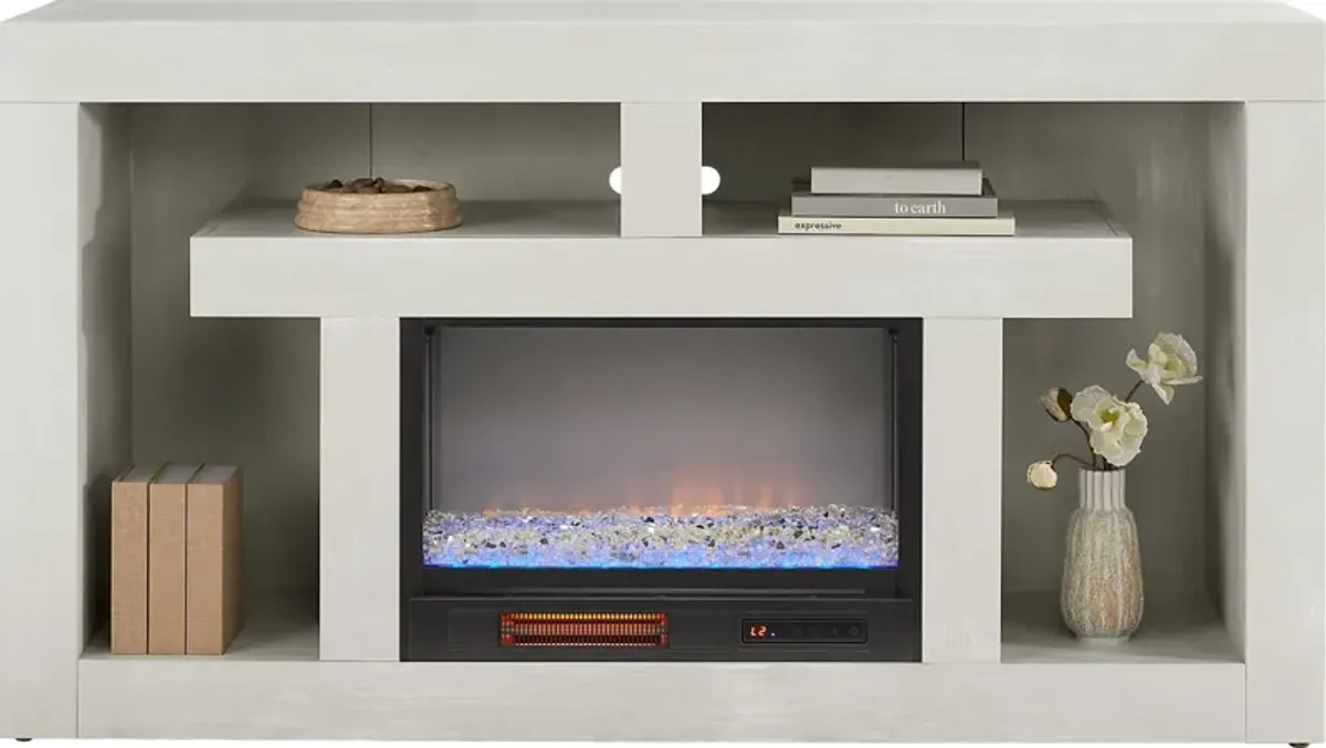 Brookland Park Light Gray 66 in. Console with Electric Fireplace