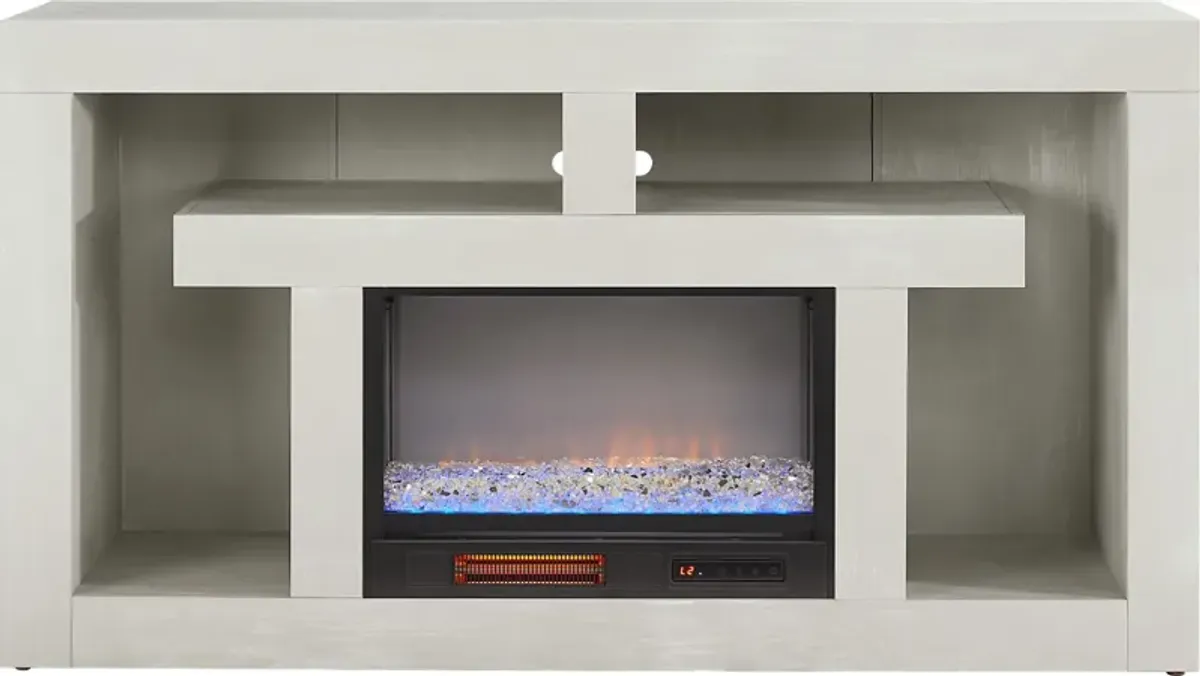 Brookland Park Light Gray 66 in. Console with Electric Fireplace