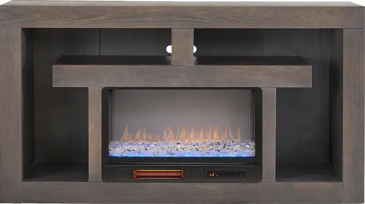 Brookland Park Black 66 in. Console with Electric Fireplace