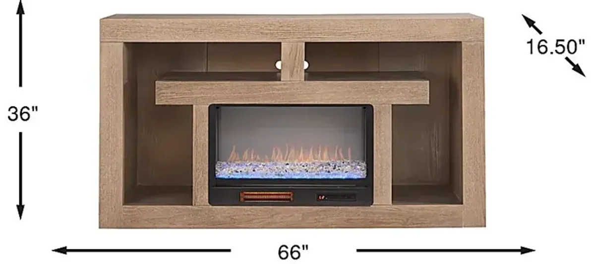 Brookland Park Brown 66 in. Console with Electric Fireplace