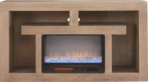 Brookland Park Brown 66 in. Console with Electric Fireplace