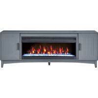 Shanewood II Blue 74 in. Console with Electric Fireplace