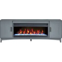 Shanewood II Blue 74 in. Console with Electric Fireplace