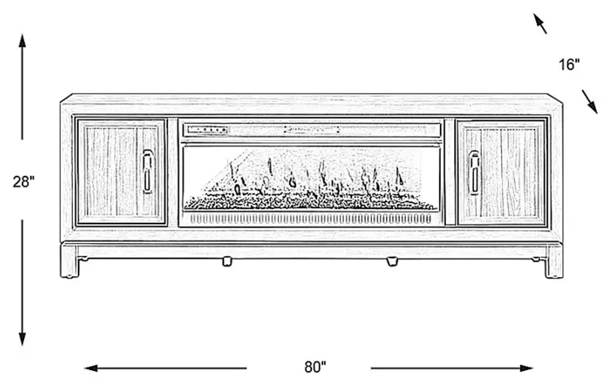 Hartney Mill Brown 80 in. Console with Electric Fireplace