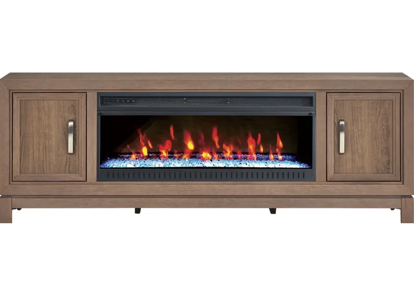 Hartney Mill Brown 80 in. Console with Electric Fireplace