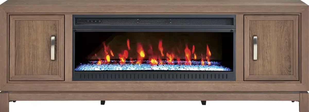 Hartney Mill Brown 80 in. Console with Electric Fireplace