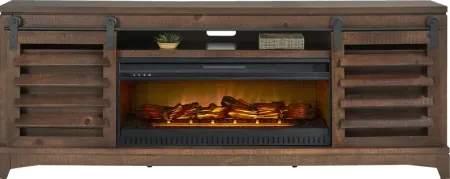 Canoe Creek II Tobacco 88 in. Console with Electric Log Fireplace