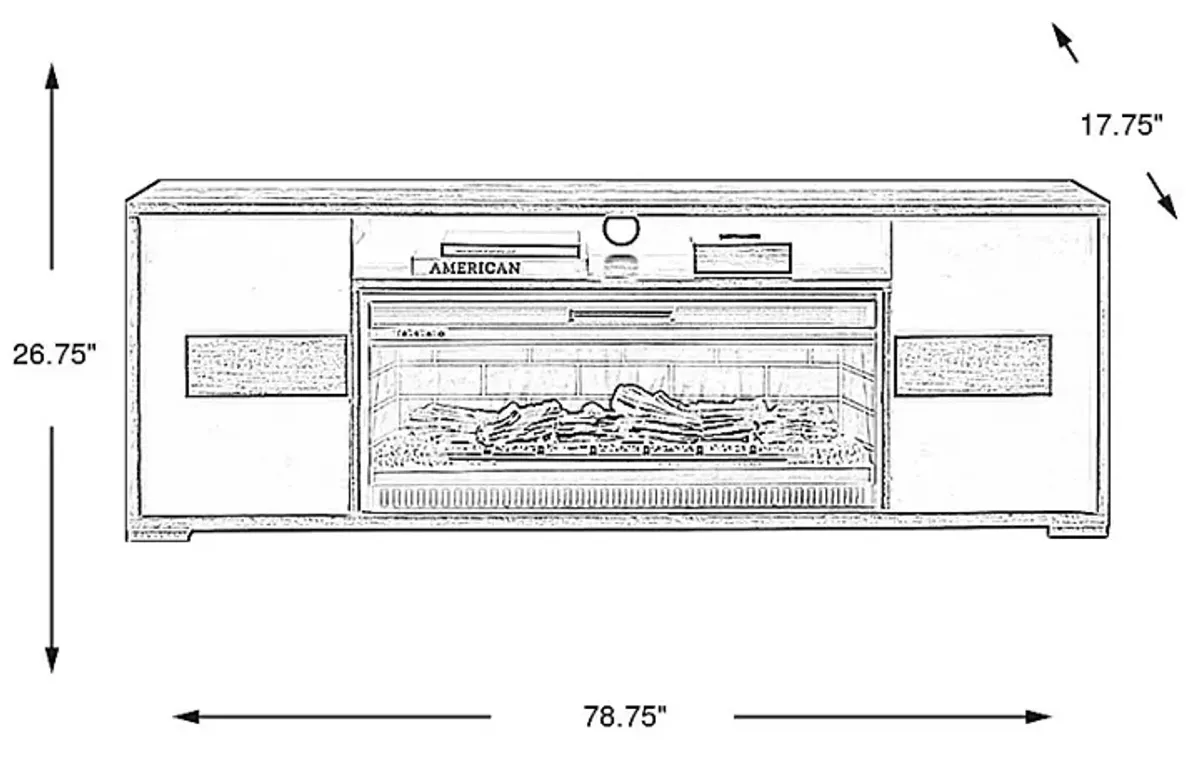 Studio Place Black 78 in. Console with Electric Log Fireplace