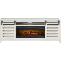 Canoe Creek II White 88 in. Console with Electric Log Fireplace