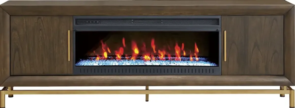 Fontaine Brown 84"" Console with Electric Fireplace