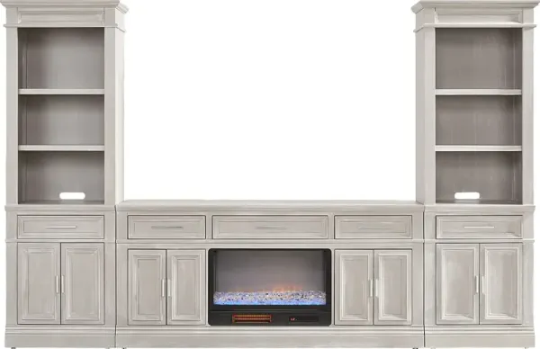Stephenson Light Gray 4 Pc Wall Unit with 70 in. Console and Electric Fireplace