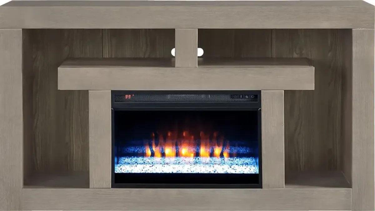 Brookland Park Gray 66 in. Console with Electric Fireplace