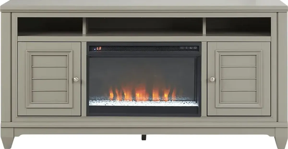 Hilton Head Gray 66 in. Console with Electric Fireplace