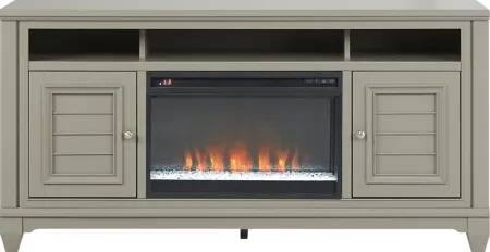 Hilton Head Gray 66 in. Console with Electric Fireplace