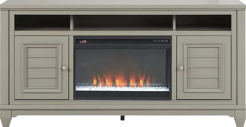 Hilton Head Gray 66 in. Console with Electric Fireplace
