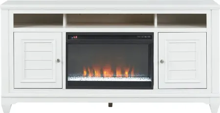 Hilton Head White 66 in. Console with Electric Fireplace