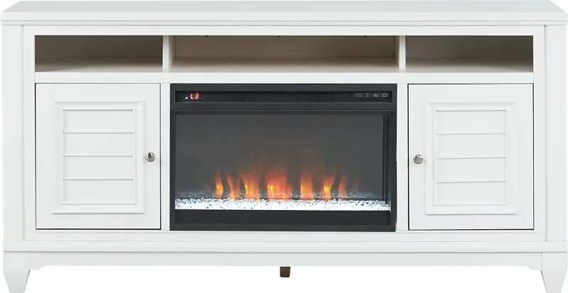 Hilton Head White 66 in. Console with Electric Fireplace