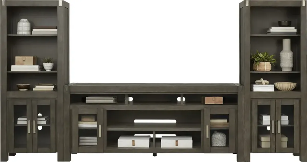 Hidden Springs II Gray 3 Pc Wall Unit with 80 in. Console