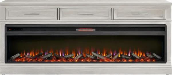 Stephenson Light Gray 78" Console with Electric Log Fireplace