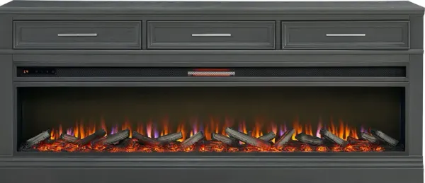 Stephenson Dark Gray 78" Console with Electric Log Fireplace