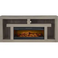 Brookland Park Gray 80 in. Console with Electric Log Fireplace